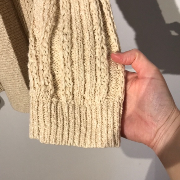 Anthropologie cream open knitted chunky cardigan size medium - Picture 3 of 9